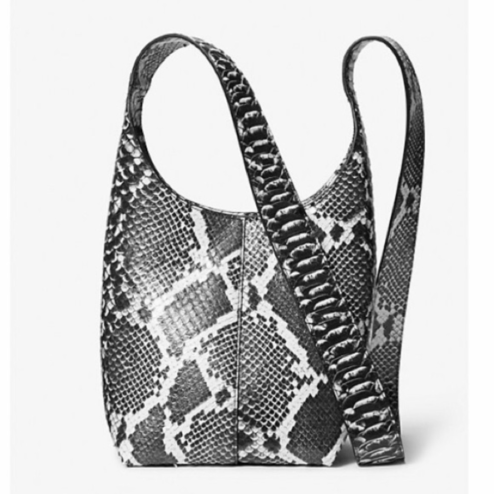 Michael Kors Collection Dede Mini Python Embossed Leather Hobo Bag